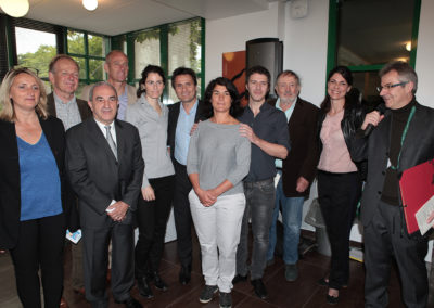 Photographie souvenir pour immortaliser cette deuxième cérémonie de remise du Prix Denis-Lalanne. Myrtille Rambion, la première lauréate, nous fait la belle surprise de rejoindre Frédéric Bernès.